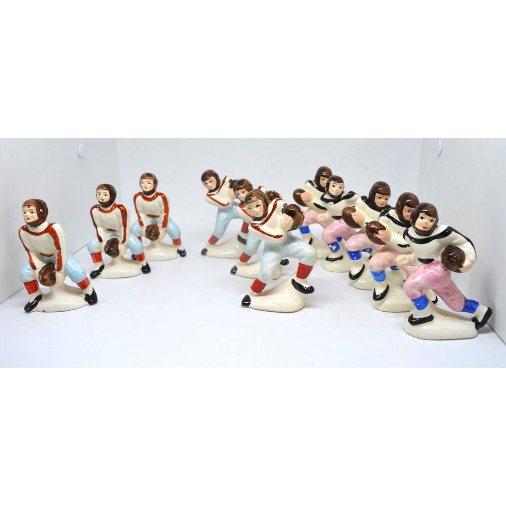 Vintage Rare HTF MCM American Football Ceramic Japan Figurines Set of 11